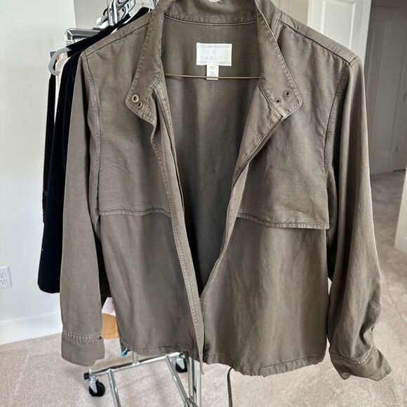 Caslon Fall Military Style Jacket Lightweight Olive Green Side Seam Pockets - Picture 11 of 11